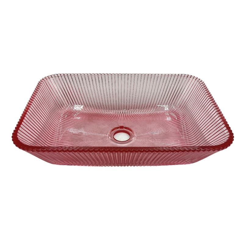 Charlie 18" Rectangle Decorative Crystal Vessel Sinks With White Base