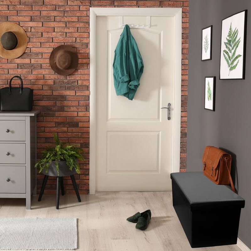 2 in 1 Folding Storage Ottoman Bench Faux Leather