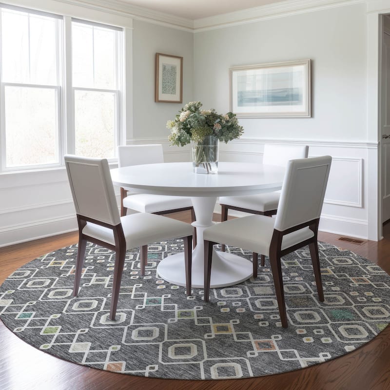 Machine Washable Indoor/ Outdoor Global Contempory Chantille Rug