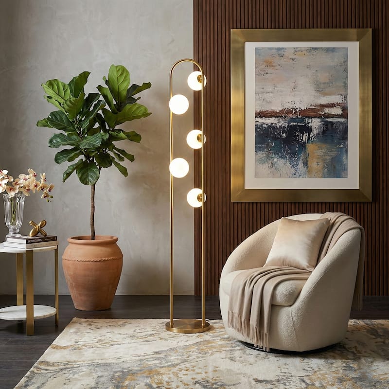 Ivette Brass Floor Lamp with Globe Lights