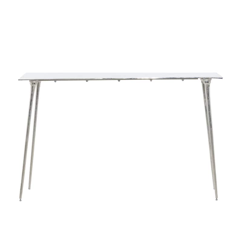 Aluminum Metal Console Table - Silver - Roche River Decor - 15"Wx50"Lx31"H