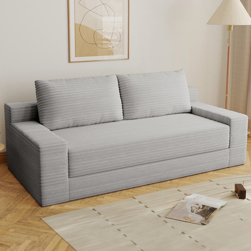 70.87" Corduroy Loveseat Sofa Bed, Modern Deep Seat Sofa in a Box for Small Spaces, No Assembly
