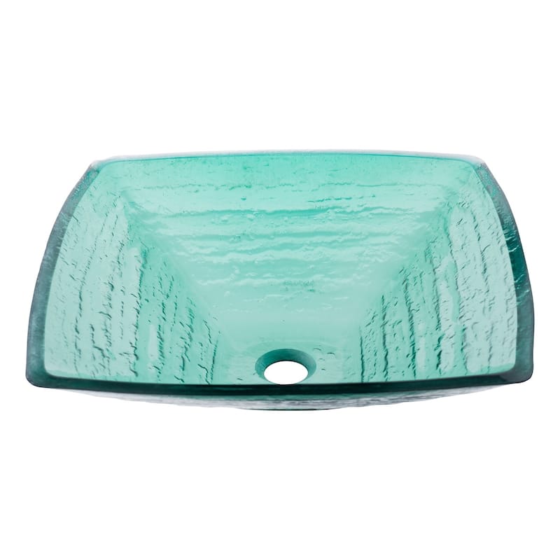 Miseno Square 18-1/4" Tempered Glass Vessel Bathroom Sink