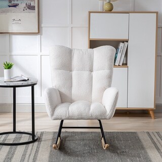 Soft Teddy Velvet Fabric Rocking Chair - Bed Bath & Beyond - 38206606