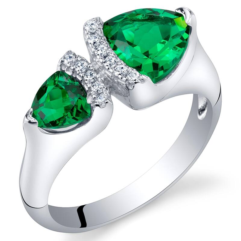 Sterling Silver 1 ct Created Emerald Birthstone Ring
