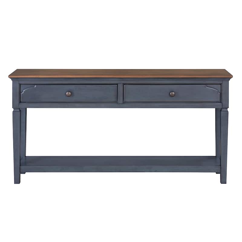 Bridgevine Home Americana 60 inch Sofa Table, No Assembly Required, Corduroy Blue Finish