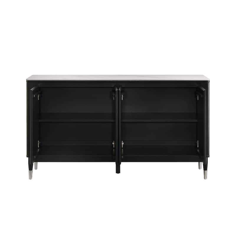 Furniture of America Kalor Modern Black and White Solid Wood Dining Server Cabinet