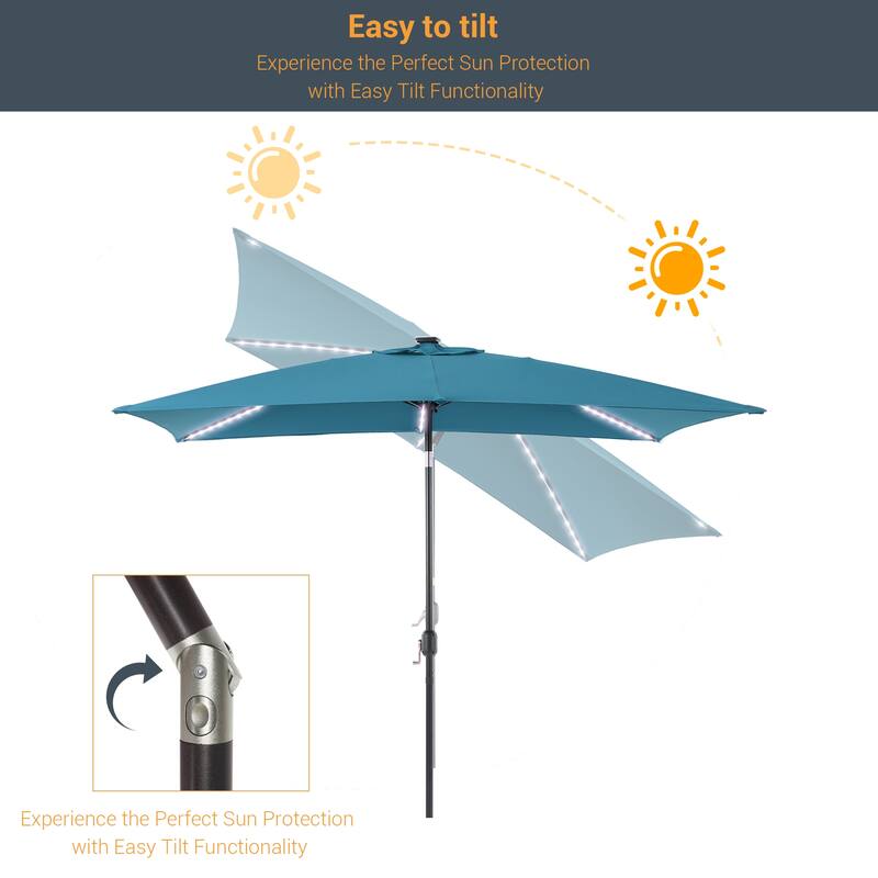 LIVOOSUN 6x9Ft LED Patio Umbrella Weather Resistant Table Umbrella