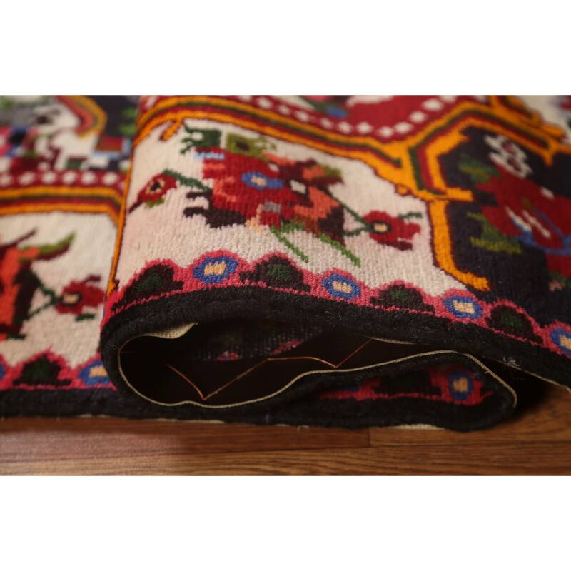 Hand Knotted Oriental 100% Wool Carpet Traditional Medallion Red Bakhtiari Area Rug - 4' 7'' X 3' 5''