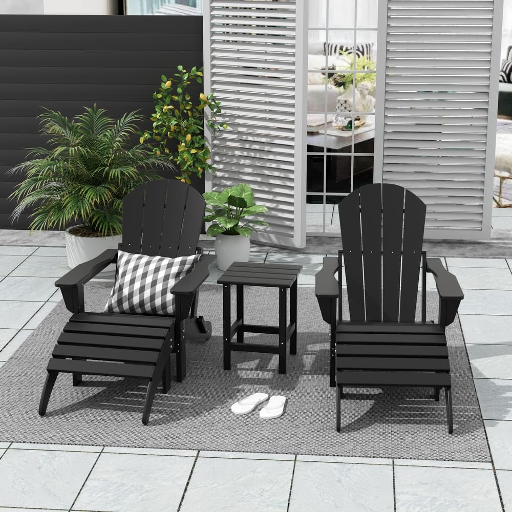 Laguna Hdpe All Weather Outdoor Patio Foldable Adirondack Chairs Conversation Set (5-Piece Set)