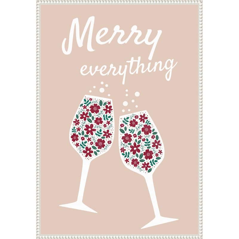 Merry Everything by Emeliemaria (23 x 33 in.), Framed Canvas Wall Art Print - Sylvie Beaded White