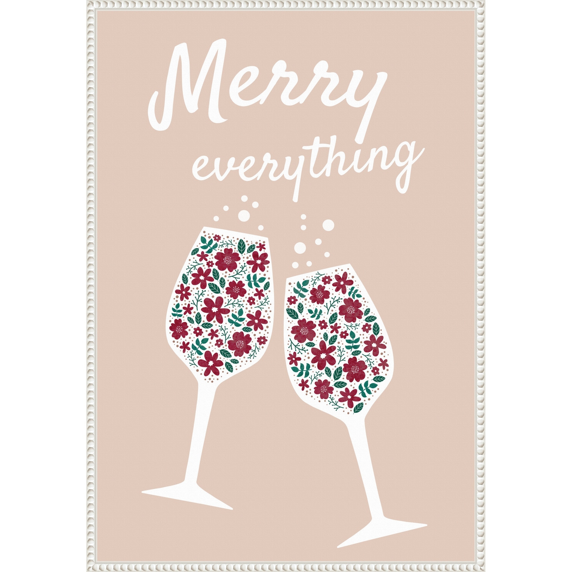 Merry Everything by Emeliemaria (23 x 33 in.), Framed Canvas Wall Art Print - Sylvie Beaded White