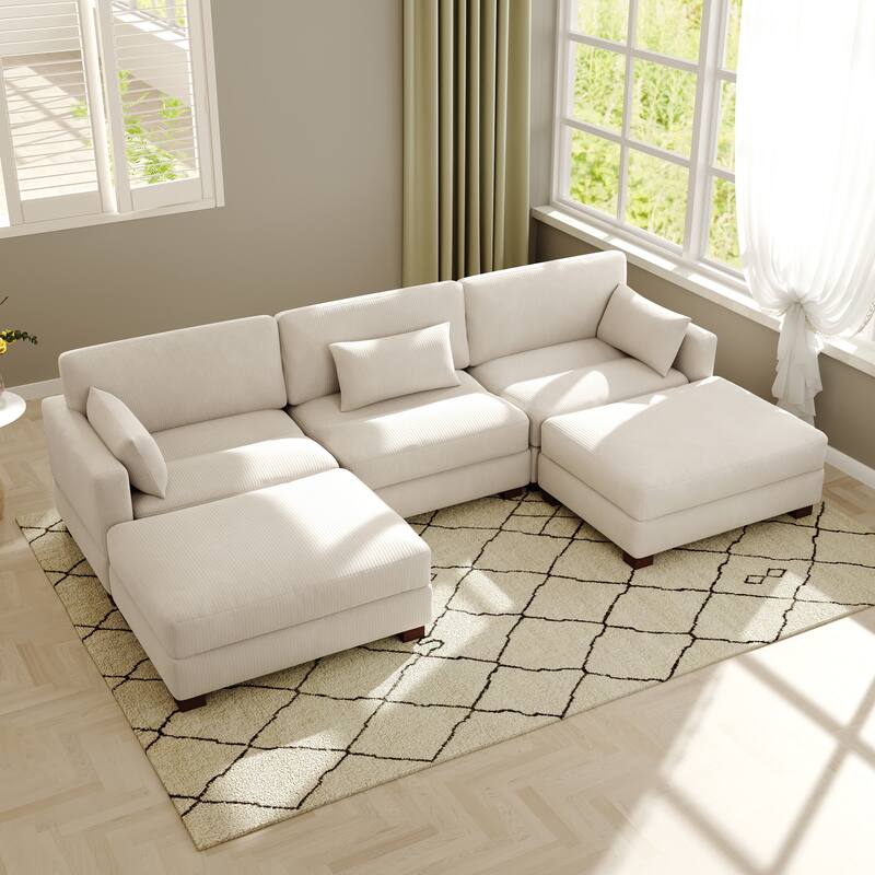 Modern U-shaped Modular Corduroy Sectional Sofa