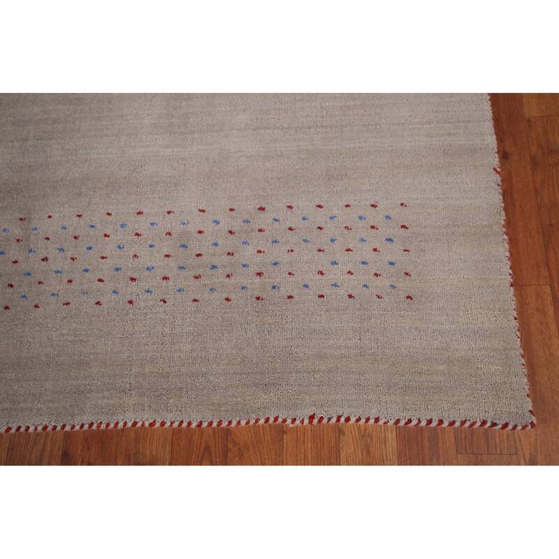 Tribal Gabbeh Indian Area Rug Handmade Wool Carpet - 6'8"x 9'7"
