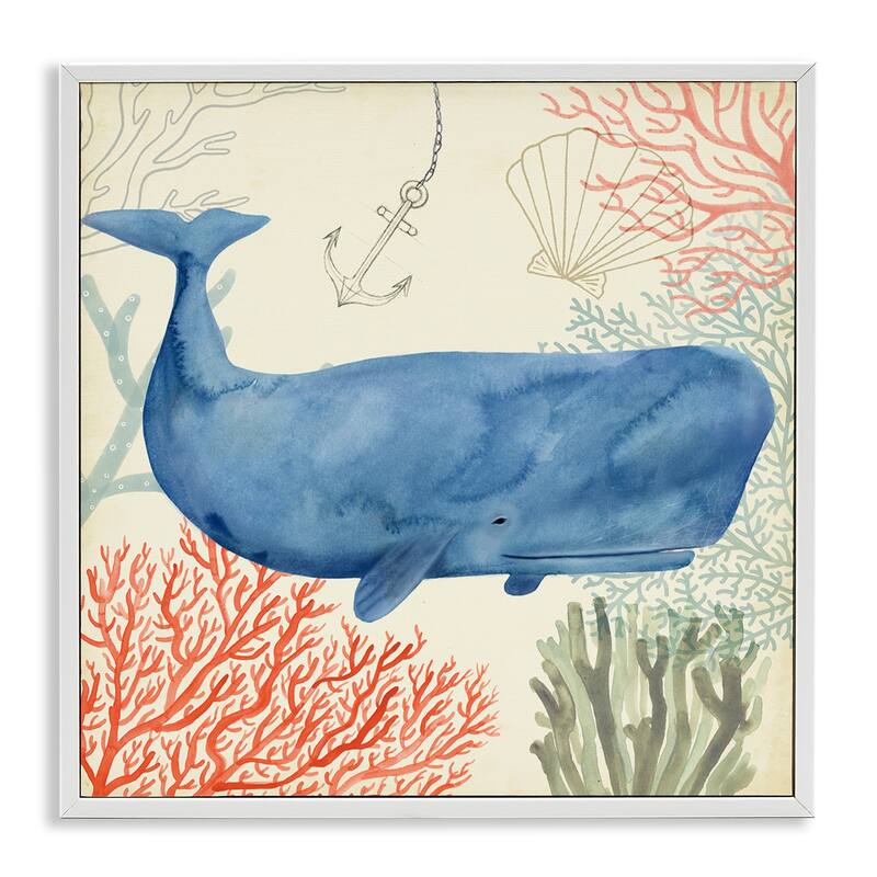 Stupell Anchor Coral and Shells Underwater Whale Framed Art, Design By Artist Victoria Borges