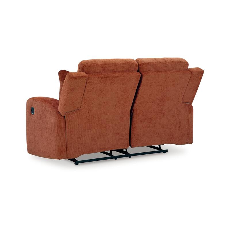 Genna Manual Recliner Loveseat, Orange Polyester, 2 Pillow 64 Inch