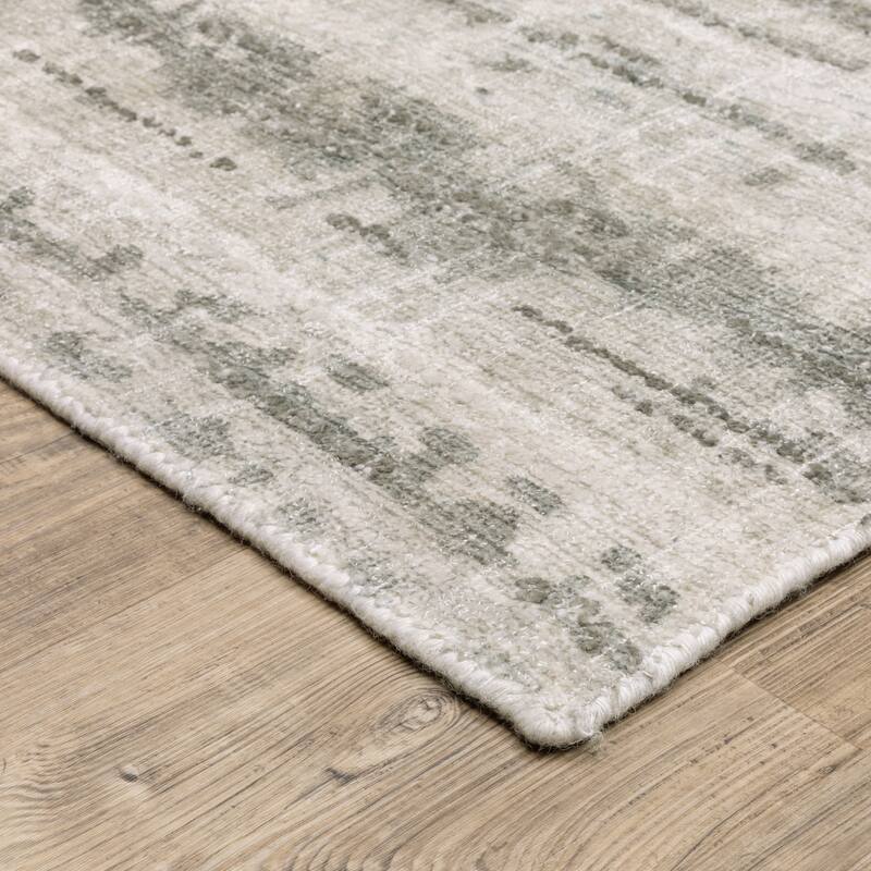 Cameryn Textural Distressed Stripe Beige/ Green Area Rug