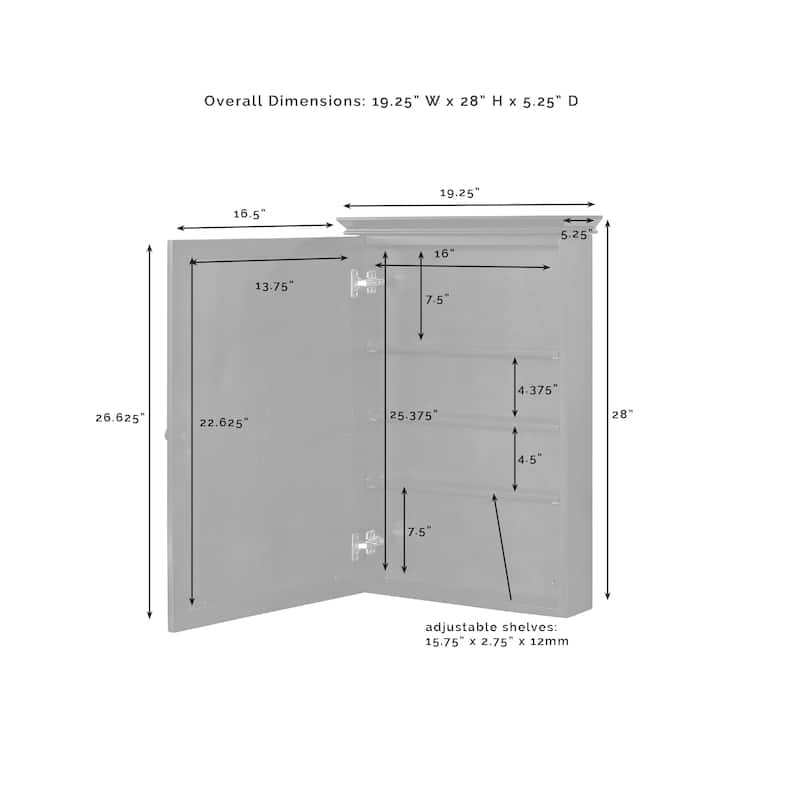 Crosley Lydia Mirrored Wall Cabinet in White