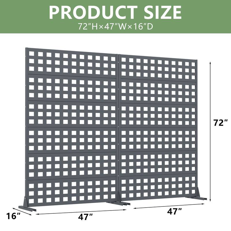Outdoor Rectangle Privacy Screens Metal Screen Fence Panel Set of 2