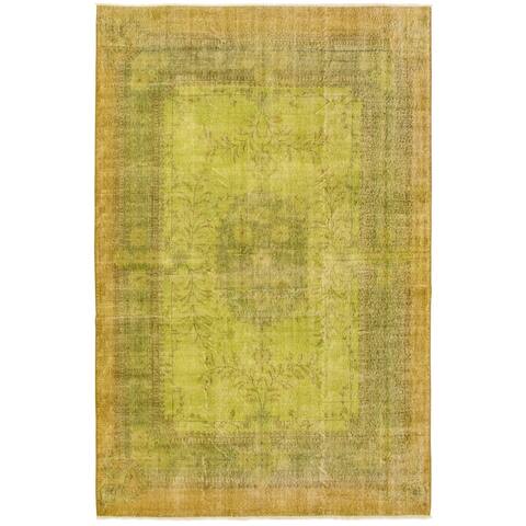 ECARPETGALLERY Hand-knotted Color Transition Lime Green Wool Rug - 6'11 x 10'7