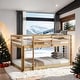 preview thumbnail 2 of 10, Artsy Solid Wooden Twin over Twin Loft Bed with Ladder, Upper and Bottom Bed Platforms crafted with Strengthened Slats, Natural