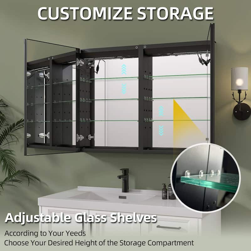 40'' W 30'' H Recessed Frameless Medicine Cabinet Mirror 6 Adjustable