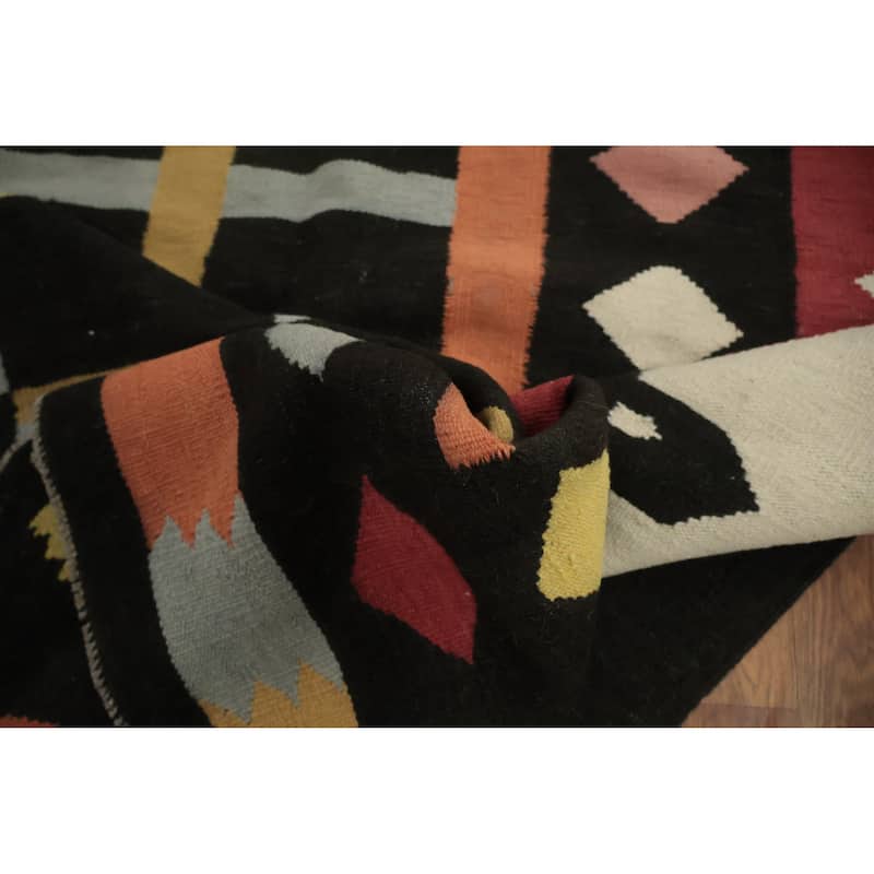 Hand Woven Oriental 100% Wool Carpet Southwestern Tribal Multi-Colored Kilim Area Rug - 12' 1'' X 8' 6''