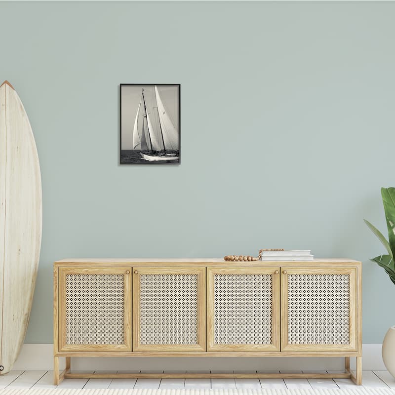 Stupell Ocean Ship Full Sail Modern Nautical Boat Photography Framed Wall Art