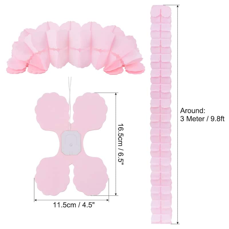 6Pcs 9.8ft Four-Leaf Paper Flower Garland Hanging Streamers - Coral