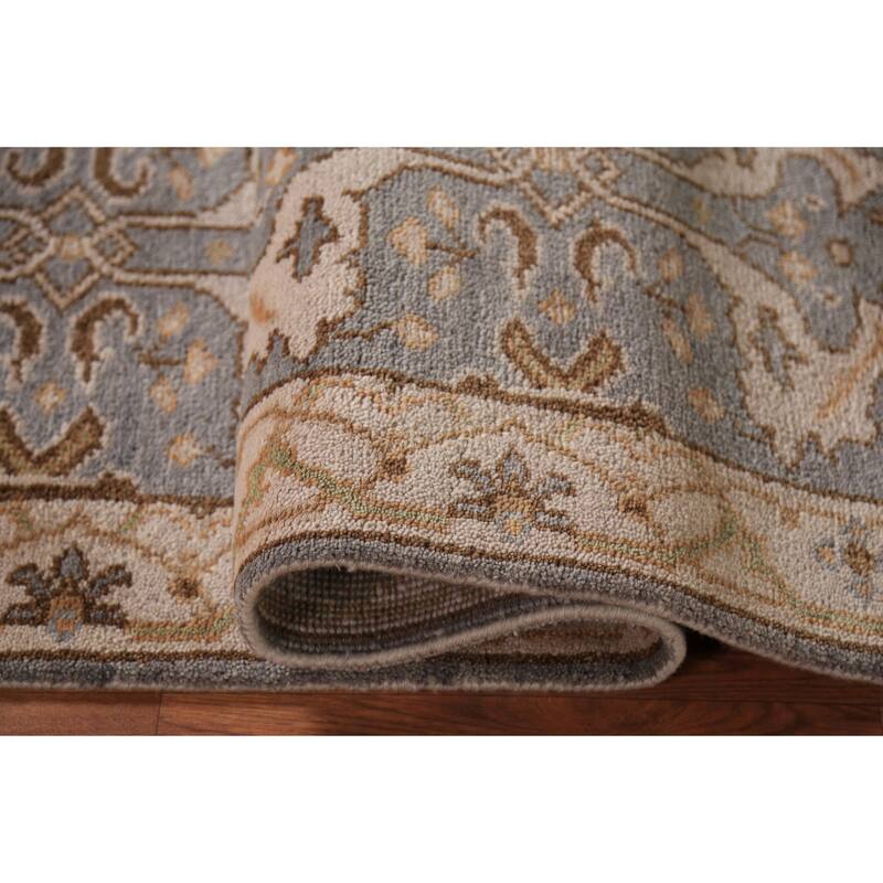 Gray Oushak Indian Runner Rug Hand-Knotted Wool Carpet - 2'8" x 8'1"
