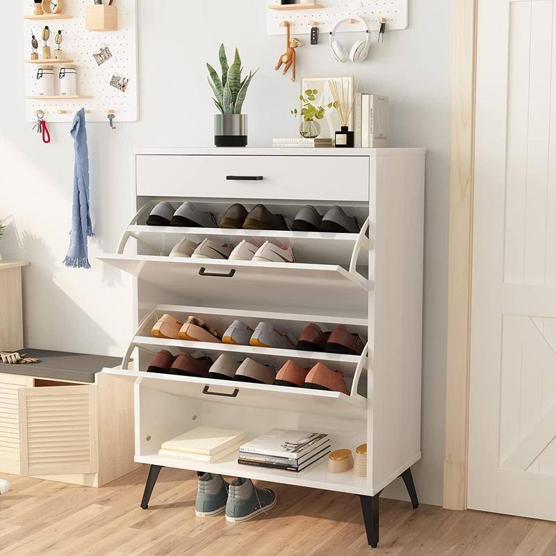 Grondin Modern Contemporary Entryway Shoe Cabinet with Drawers, Interior Adjustable/Removable Panel and Bottom Open Shelf