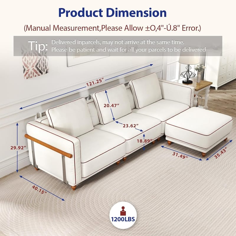 Down-Filled Modular Deep Seat Couch L-shaped Chenille Sectional Sofa