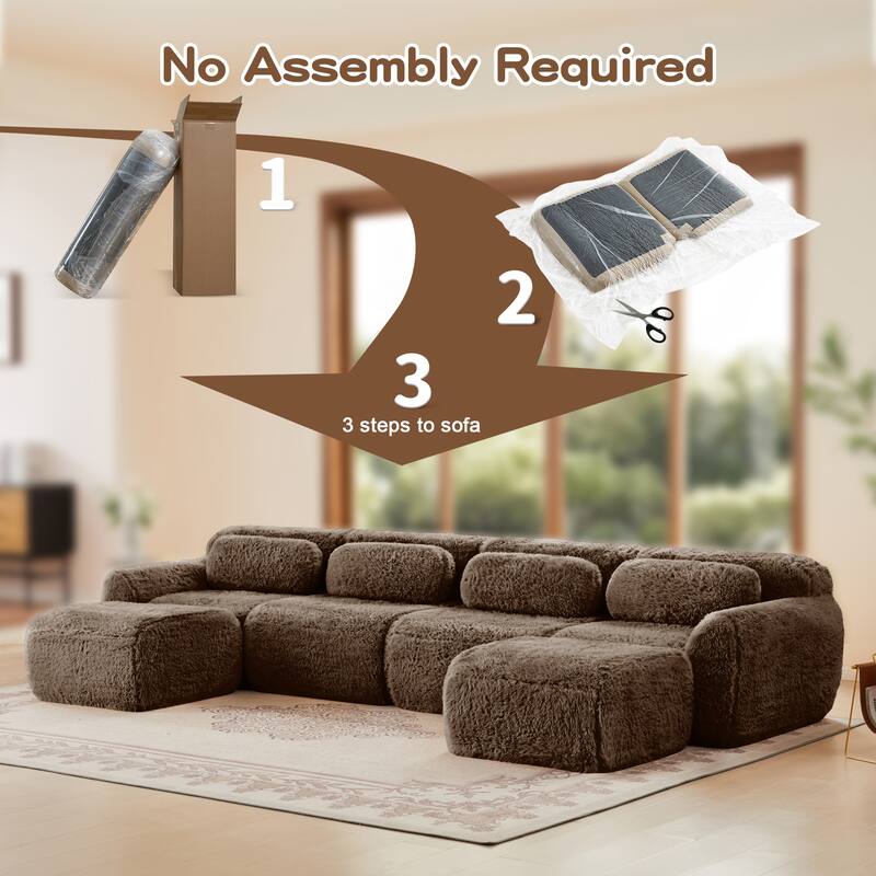 Anmytek Modern Comfortable U-Shaped Boneless Sofa - Free Combination, No Assembly Required, Full-Compression Vacuum Packed