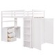 preview thumbnail 8 of 56, Twin size Loft Bed with Drawers, Desk and Wardrobe, Space-saving, White