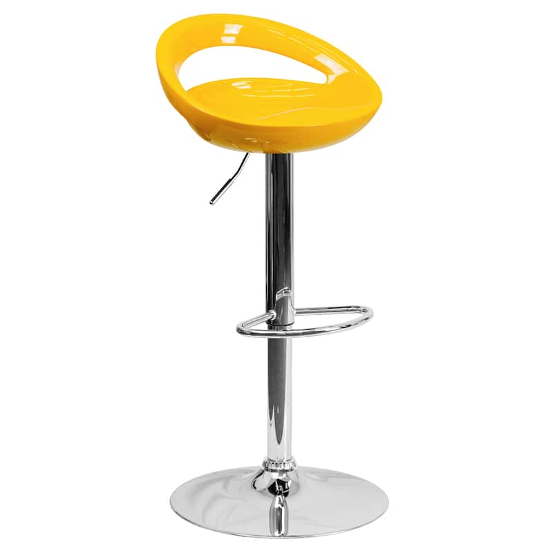Height-adjustable Barstools with Rounded Cutout Backs (Set of 2) - 18.25"W x 18.25"D x 30.25" - 38.75"H