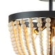 preview thumbnail 3 of 6, 3-Light Black Finish Natural Wood Beaded Semi Flush Mount