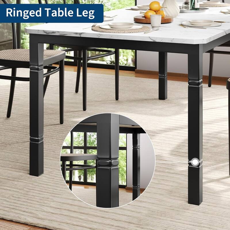 Farmhouse Dining Table for 6-8 People - Rustic Industrial Kitchen Table for Dining Room