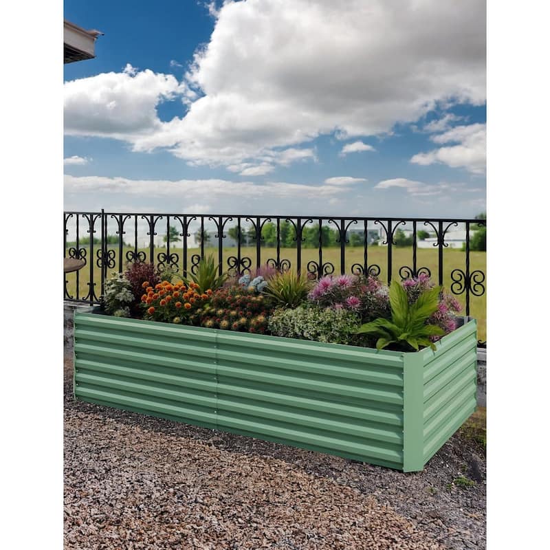 Galvanized Raised Garden Bed, for Vegetables,Flowers - Green - 8*4*2ft