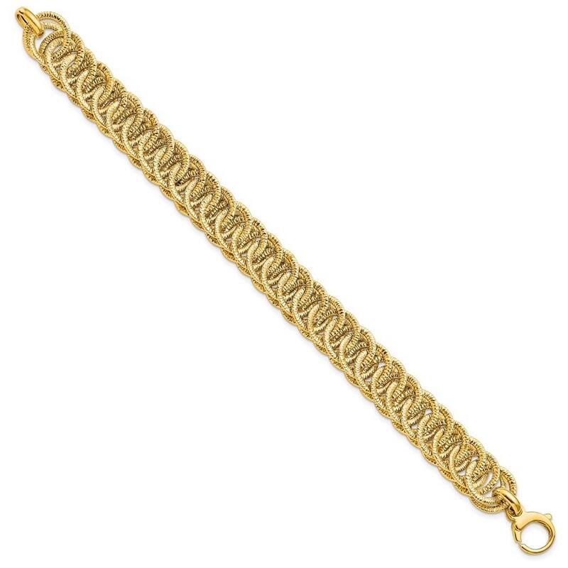 Curata 10.67mm 14k Gold Polished Sparkle Cut Reversible Bracelet 7.5 Inch