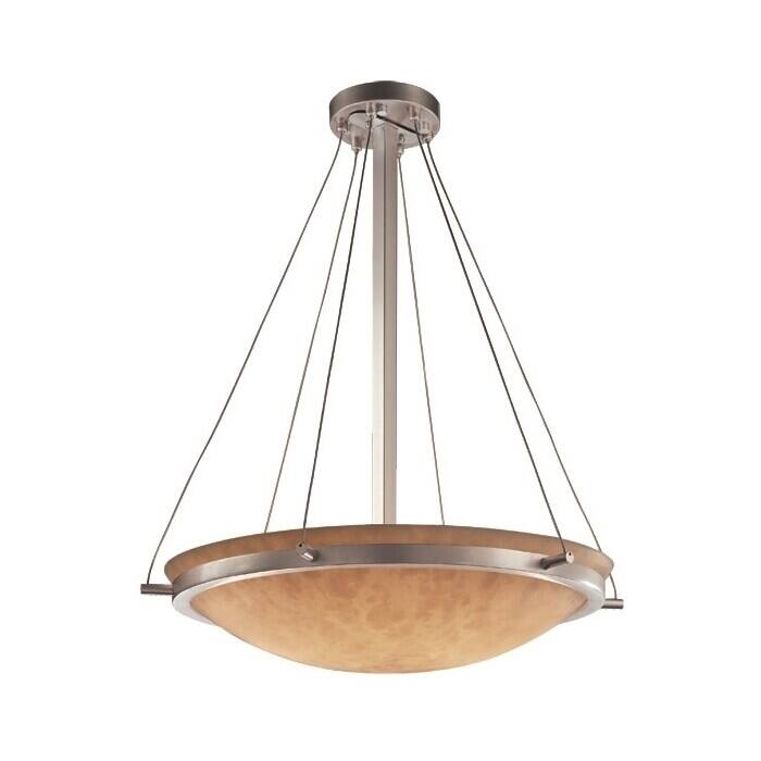 Justice Design Clouds Ring 6-light Brushed Nickel Round Bowl Pendant - Ivory - Brushed Nickel - Brushed Nickel