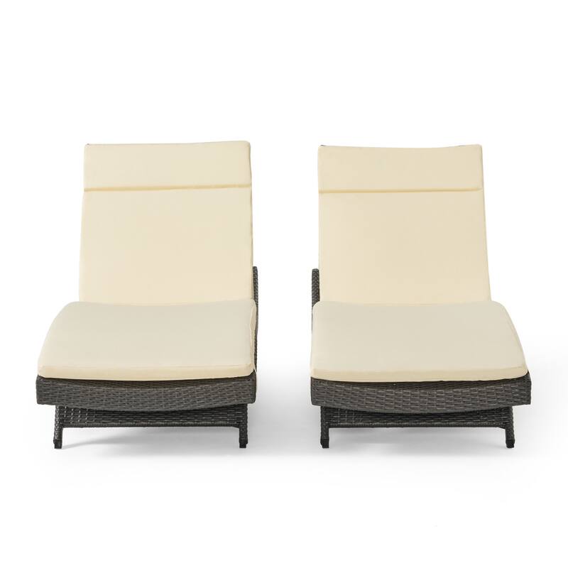 Salem Outdoor Wicker Lounge with Water Resistant Cushion (Set of 2) by Christopher Knight Home