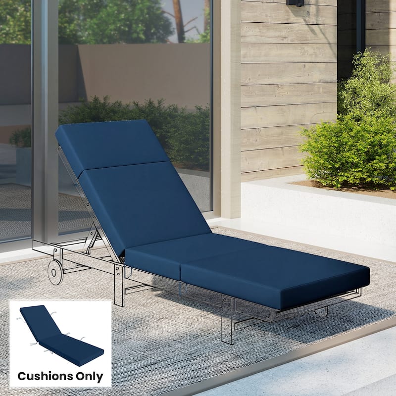 Outsunny Chaise Lounge Cushion, 4" Thick Outdoor Lounge Chair Cushions with Non-Slip Ties - Blue