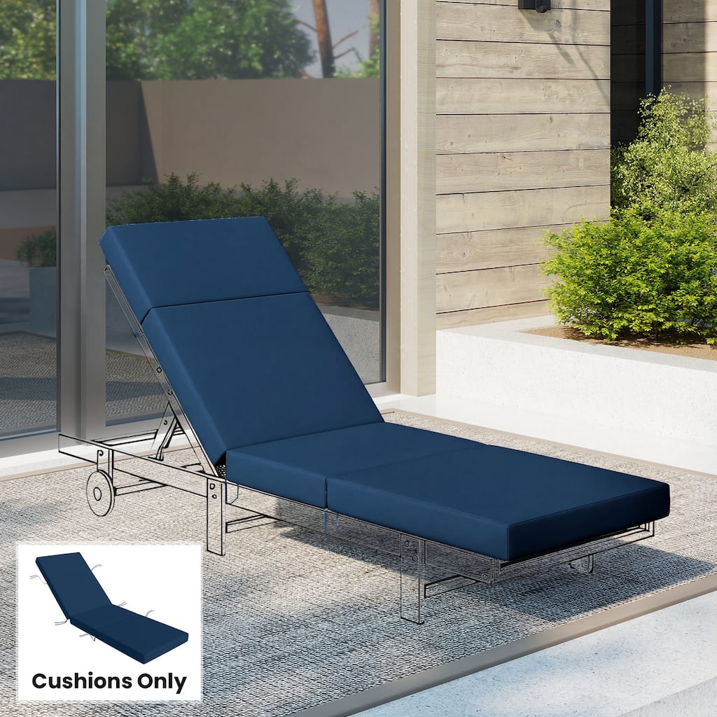 Outsunny Chaise Lounge Cushion, 4" Thick Outdoor Lounge Chair Cushions with Non-Slip Ties