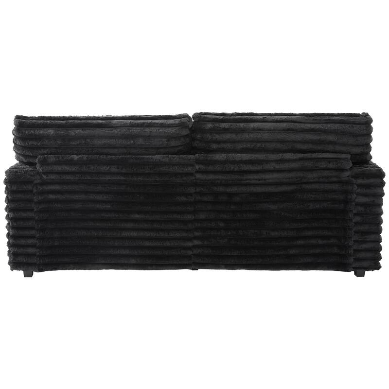 Oversized Double Chaise Lounge Sofa, Living Room 2 Seater Sofa Upholstered Sleeper Sofa Bed Daybed with USB Ports & Cup Holders