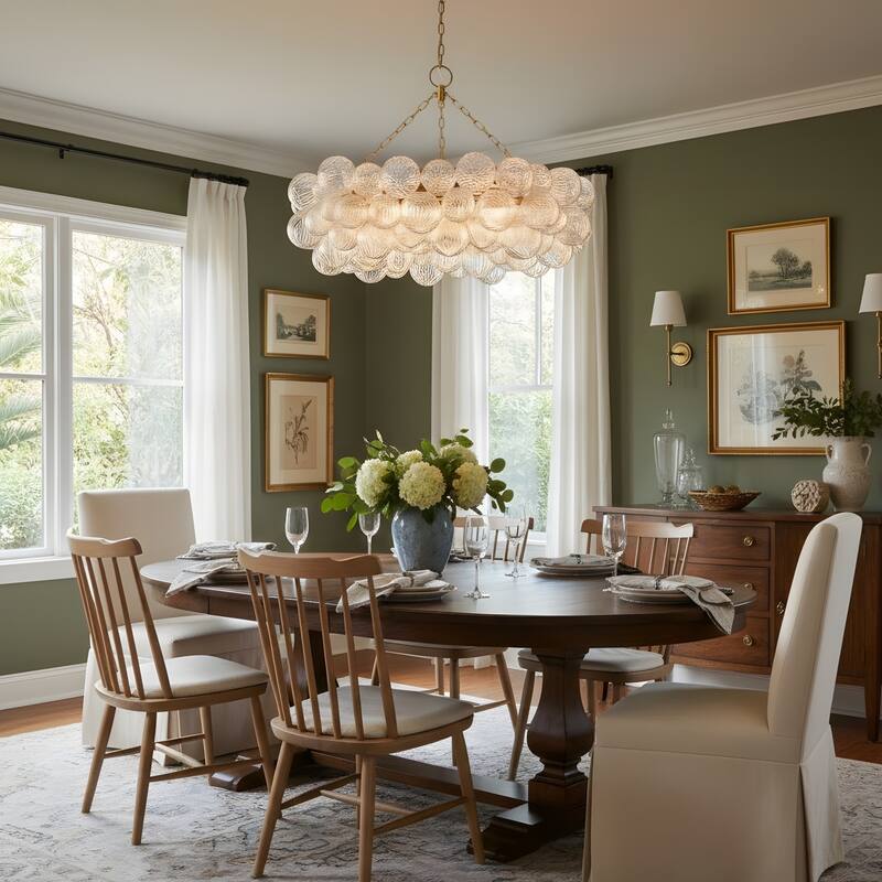 Gold Bubble Ball Chandelier, LED Pendant Light with Glass Globes