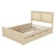 preview thumbnail 15 of 16, Queen Size Solid Pine Wood Platform Kids Bed Frame with 4-Drawers and Rattan Headboard for Bedroom, Easy to Assemble, Espresso