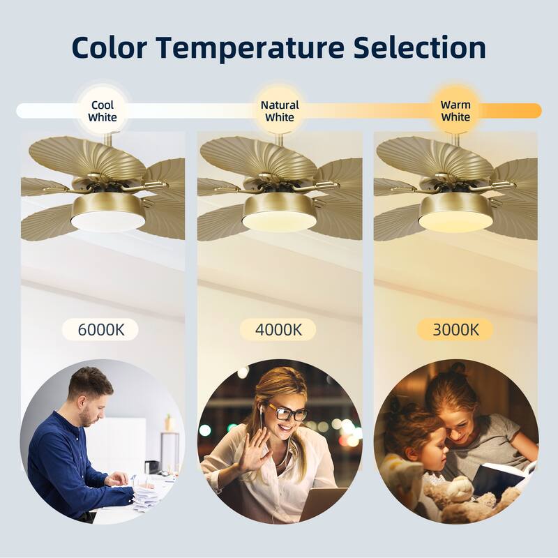 Moasis 52" Palm Leaf Tropical Style Ceiling Fan LED Light with Remote