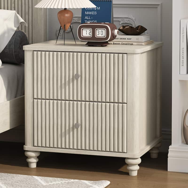 Fluted Nightstand 2-Piece Set