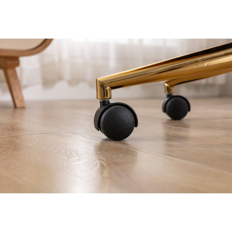 Modern Teddy Fabric Material Adjustable Height 360 Revolving Home Office Chair with Gold Metal Legs, for Indoor, Yellow