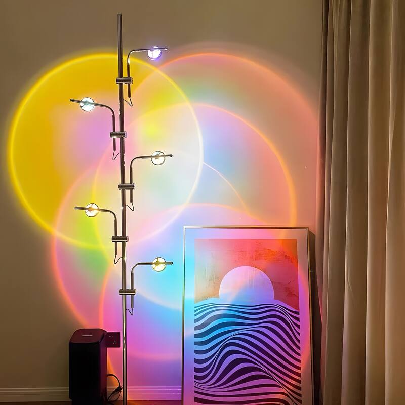 Multi Head Halo Projector Floor Lamp with RGB Filters - 71" H